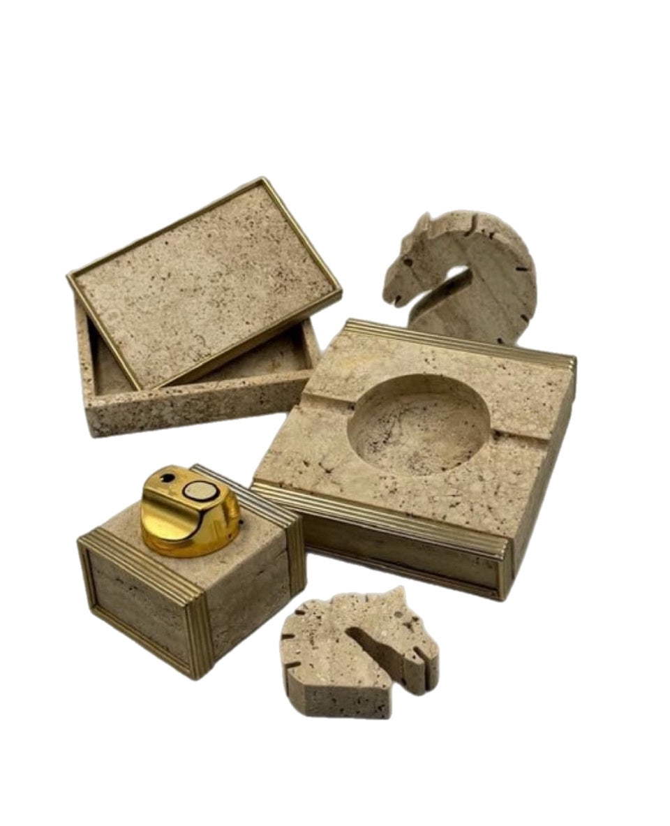 Vintage Fratelli Mannelli Travertine Table Set