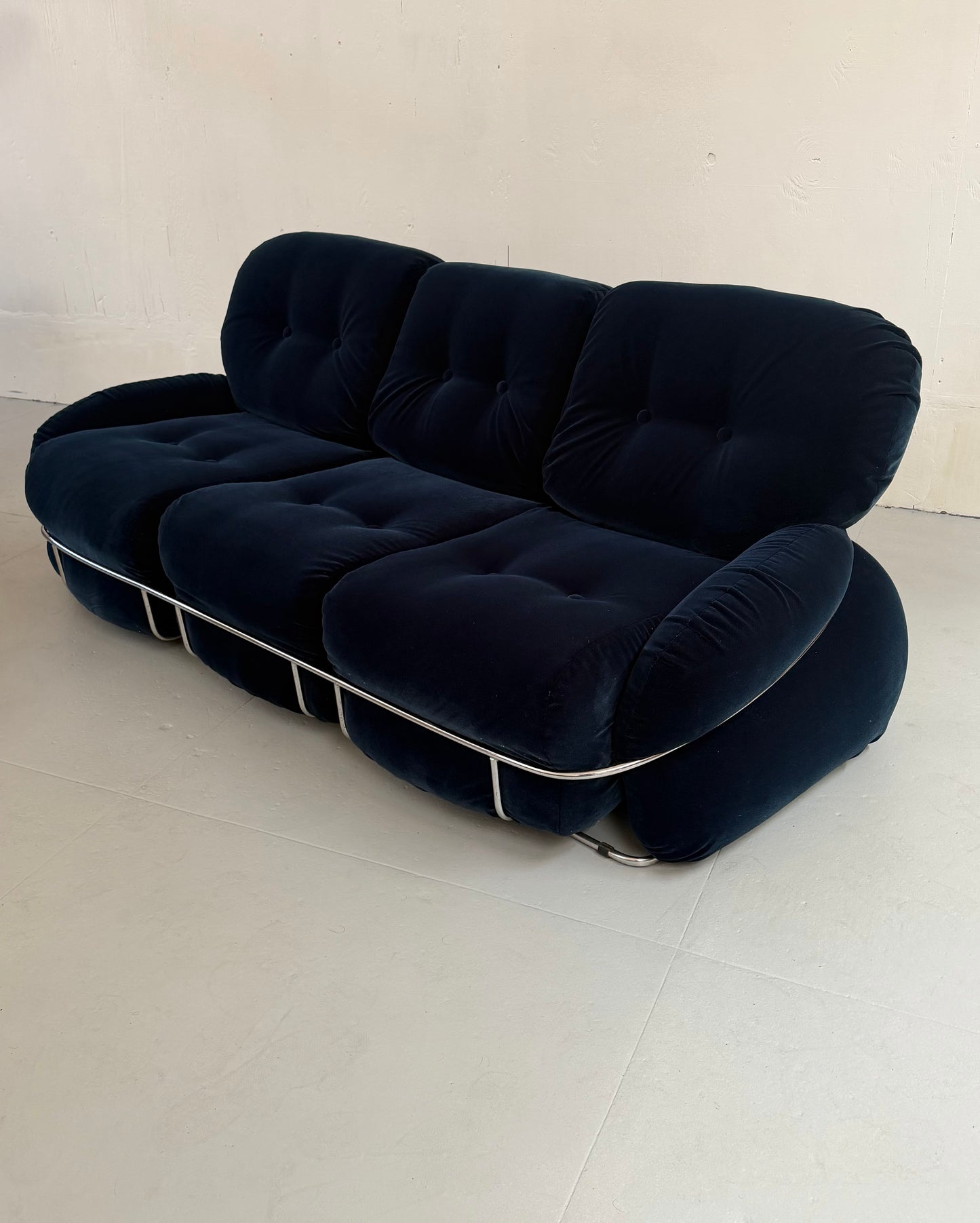 'Okay' Blue Velvet Sofa