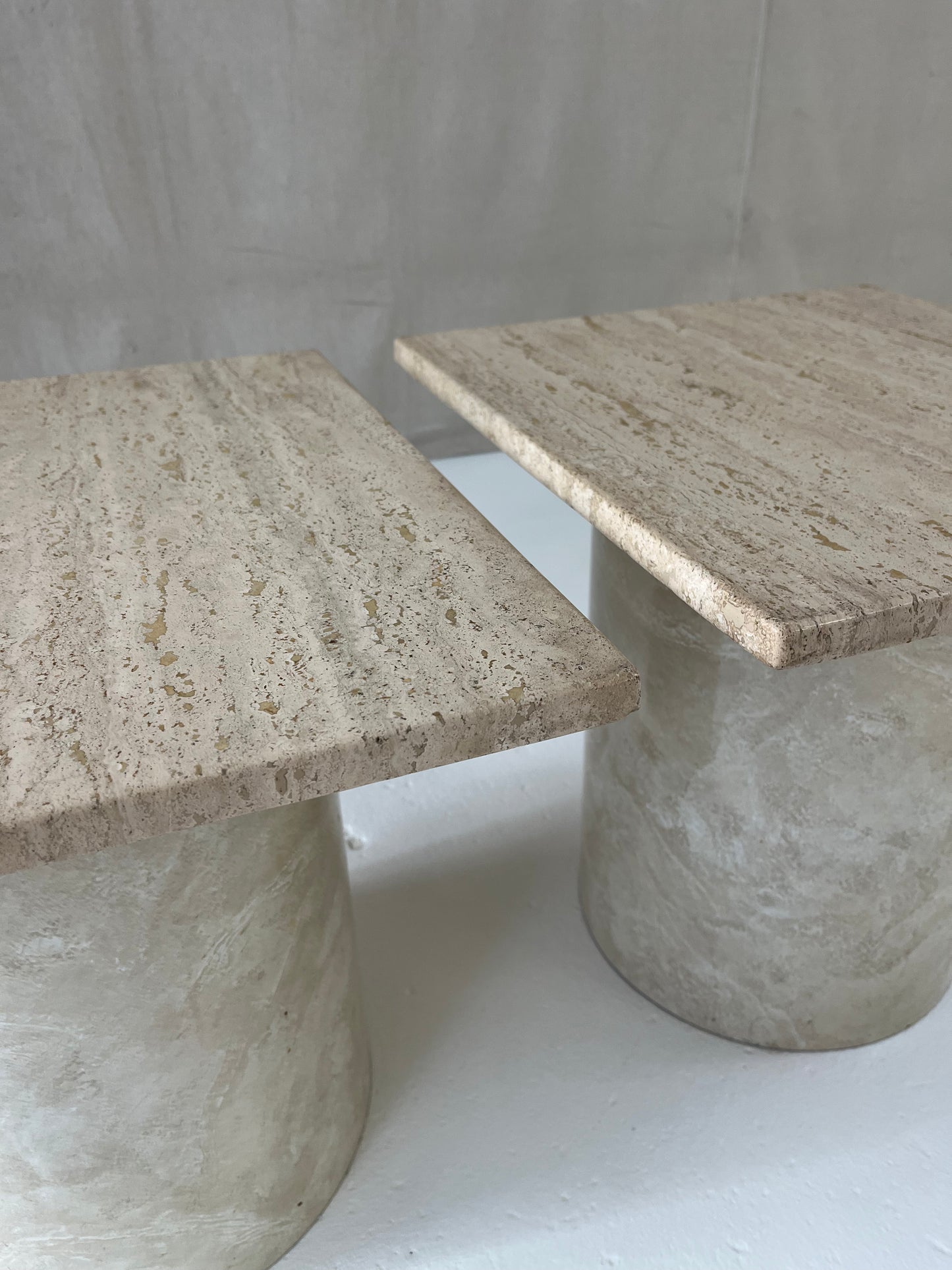 Travertine end tables