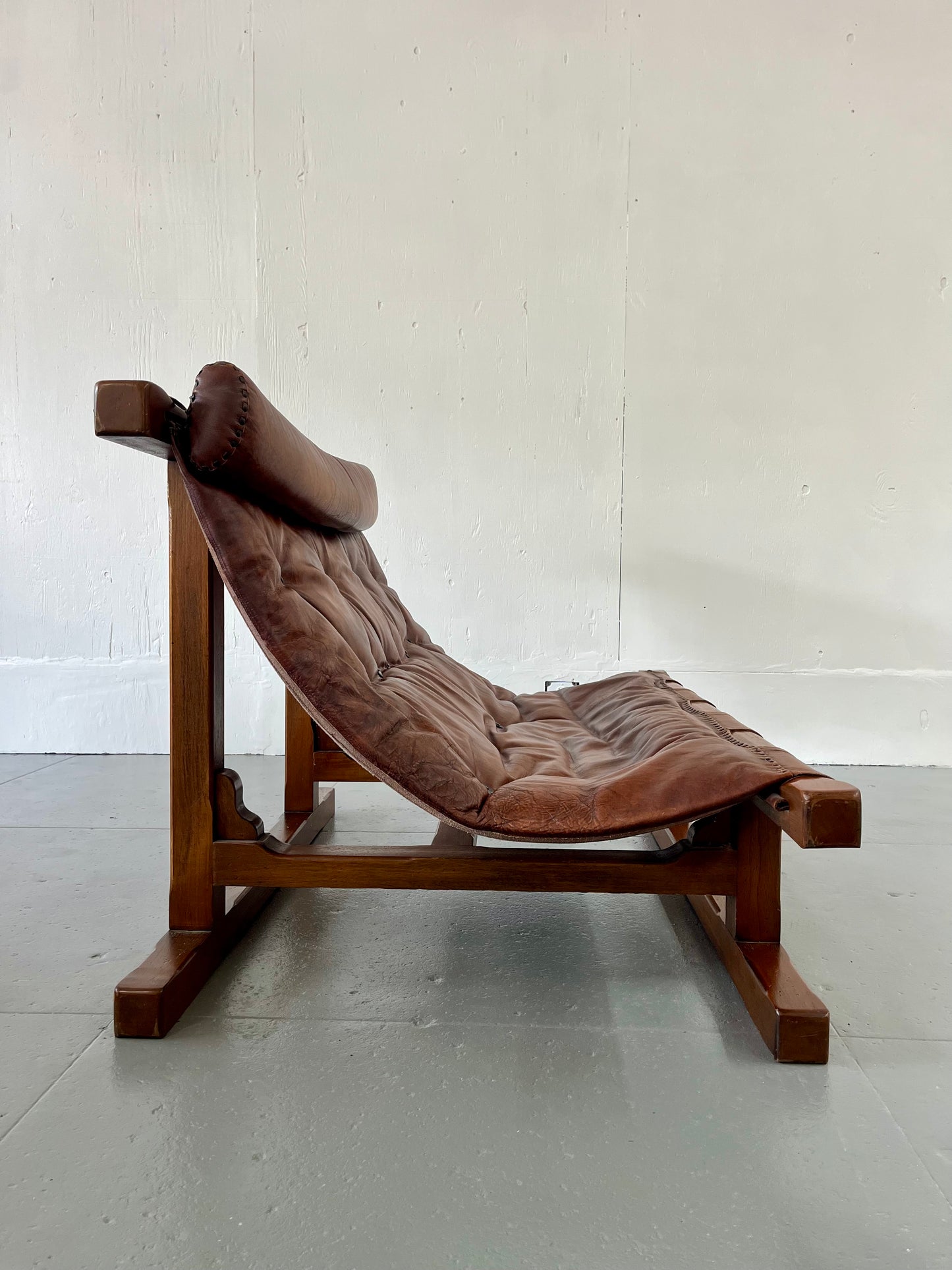 Vintage Brutalist Leather Sofa