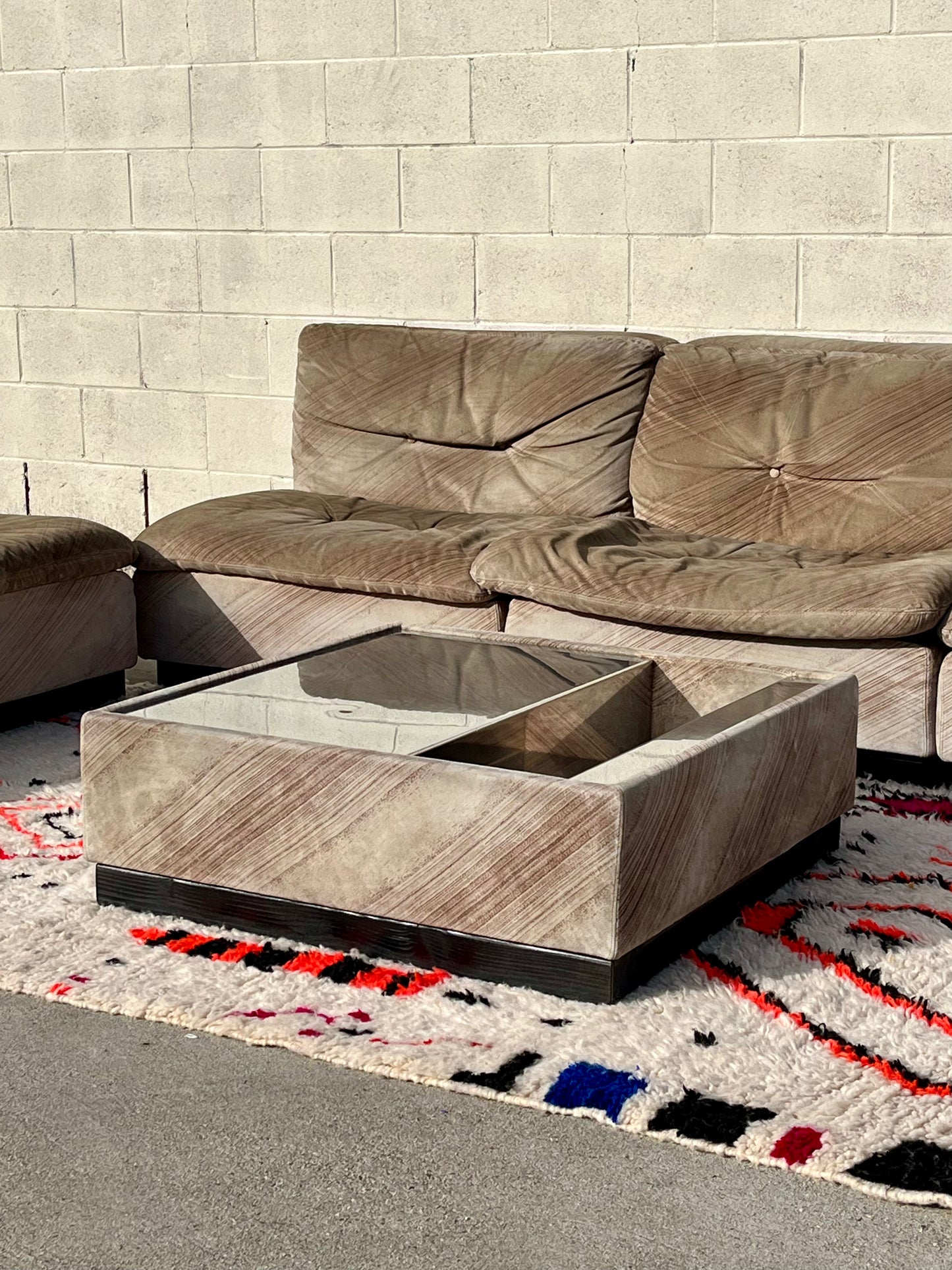 Vintage Saporiti P10 Proposals Suede Modular Sofa