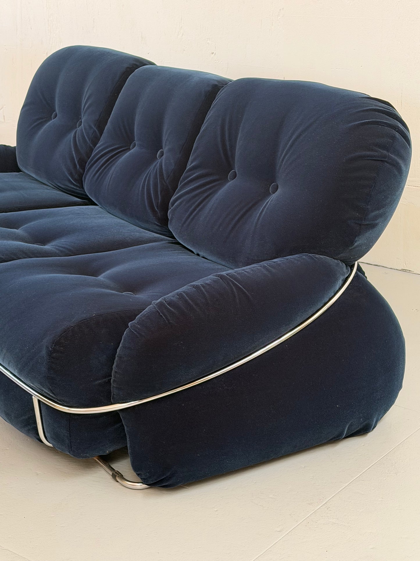 'Okay' Blue Velvet Sofa