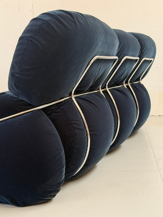 'Okay' Blue Velvet Sofa
