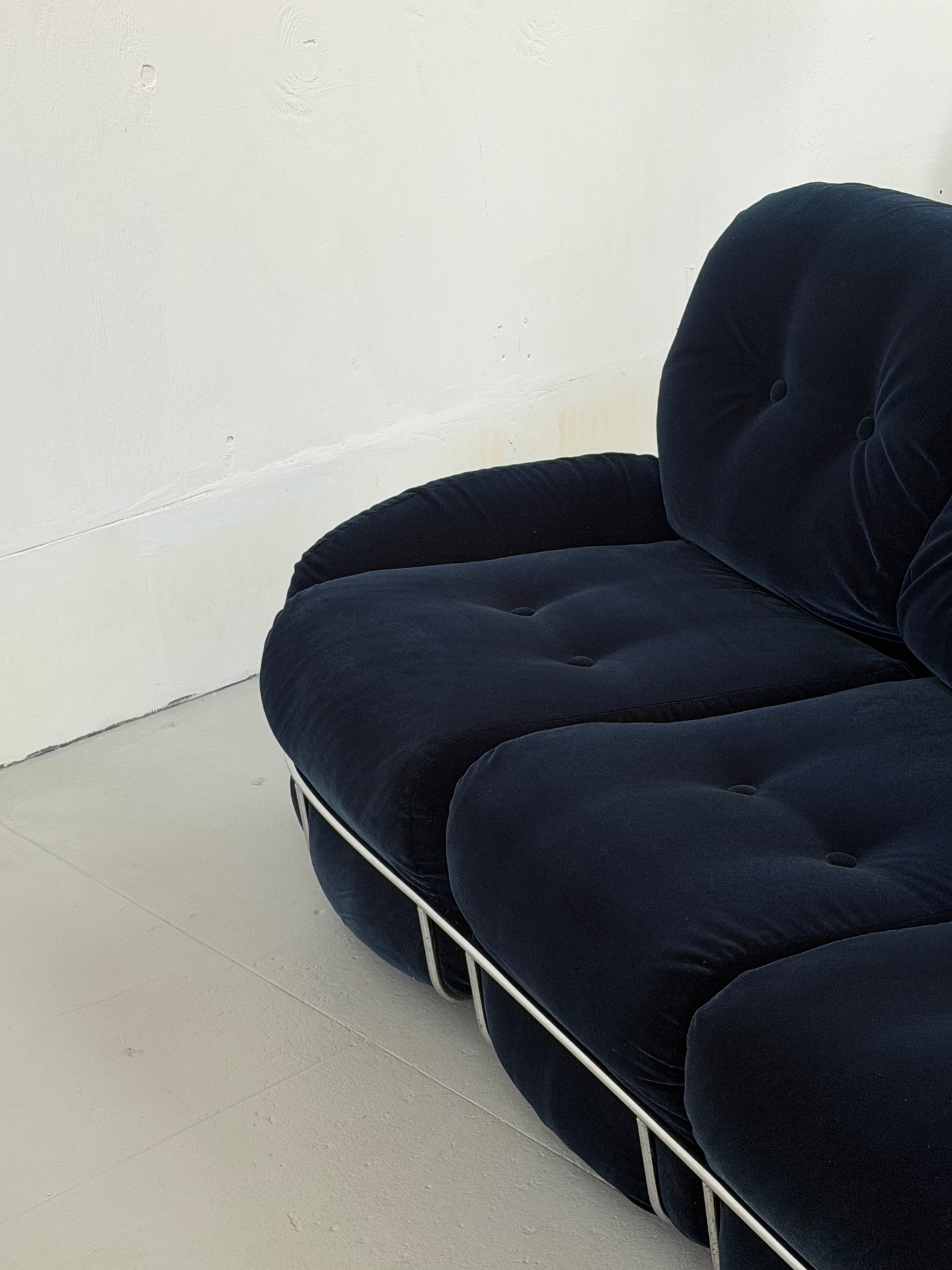 'Okay' Blue Velvet Sofa