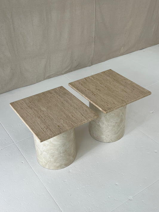 Travertine end tables