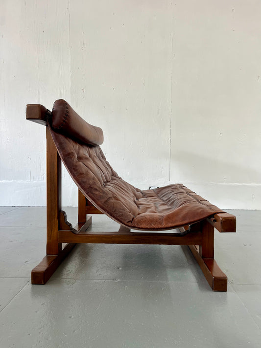 Vintage Brutalist Leather Sofa